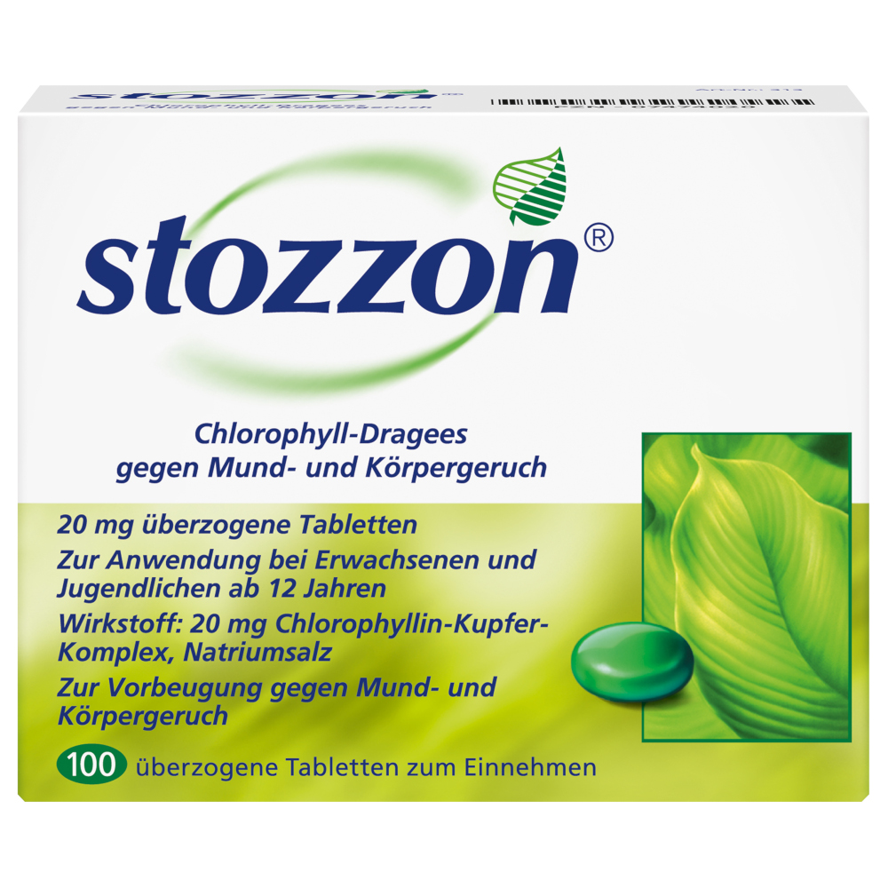 stozzon Chlorophyll-Dragees gegen Mund- und Körpergeruch 100 St Überzogene Tabletten