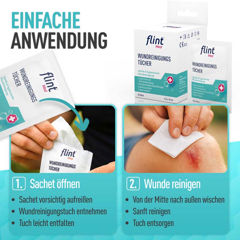 flint Med WUNDREINIGUNGS TÜCHER  20 St Tücher