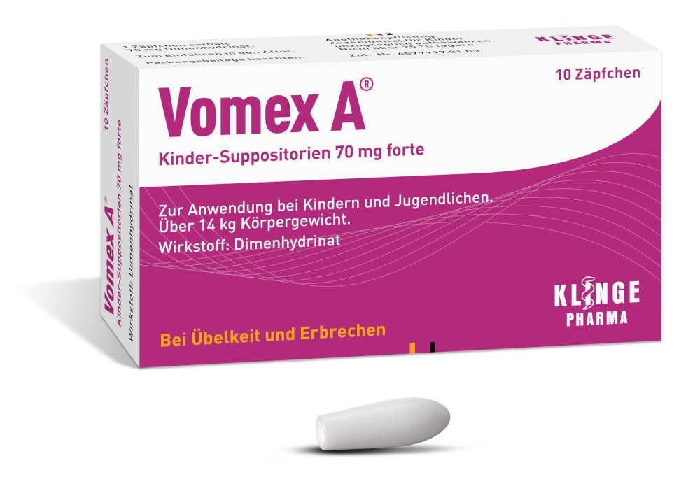 Vomex A Kinder-Suppositorien 70 mg forte - Bei Übelkeit und Erbrechen 10 St Kinder-Suppositorien