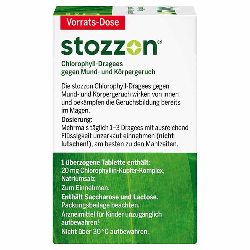 stozzon Chlorophyll-Dragees gegen Mund- und Körpergeruch 200 St Überzogene Tabletten