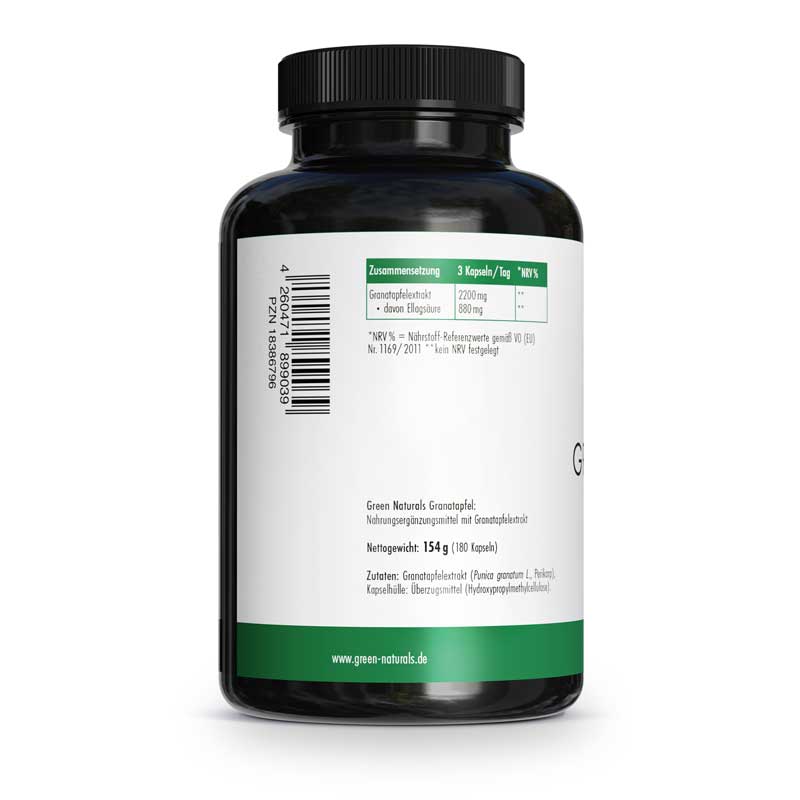 GREEN NATURALS GRANATAPFEL + 40% Ellagsäure 180 St Kapseln
