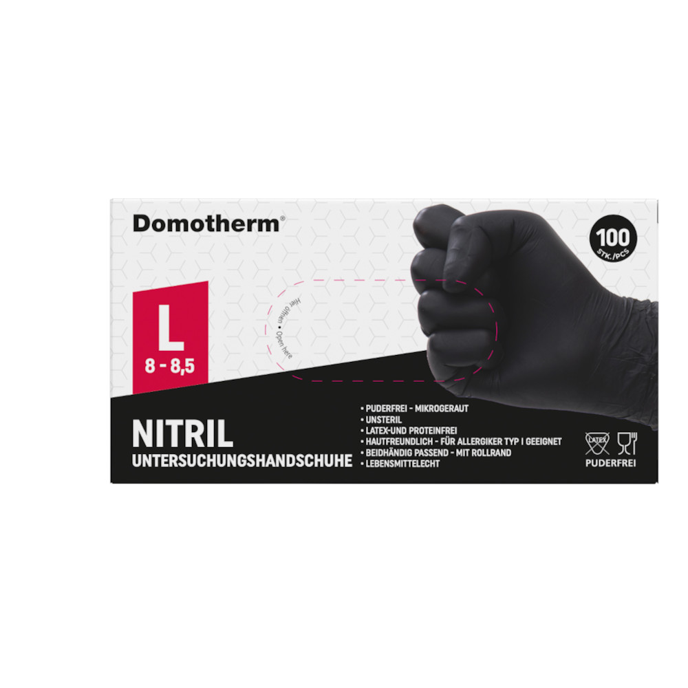 Domotherm Untersuchungshandschuhe Nitril unsteril schwarz L 100 St Handschuhe