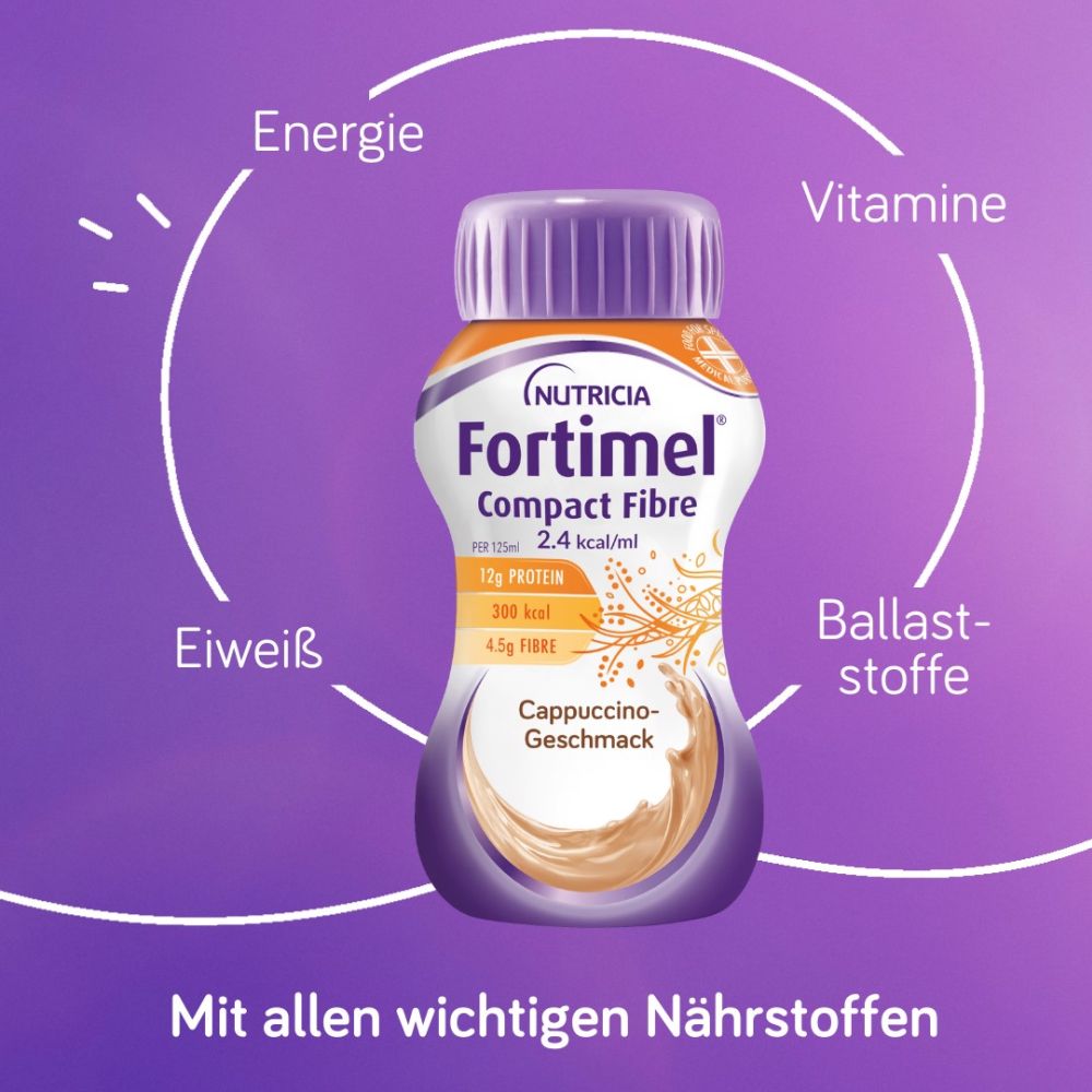 Fortimel Compact Fibre 2.4 Trinknahrung Cappuccino 8X4X125 ml Flüssigkeit