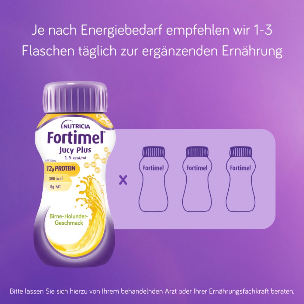 Fortimel Jucy Plus Birne-Holunder-Geschmack 32X200 ml Flüssigkeit