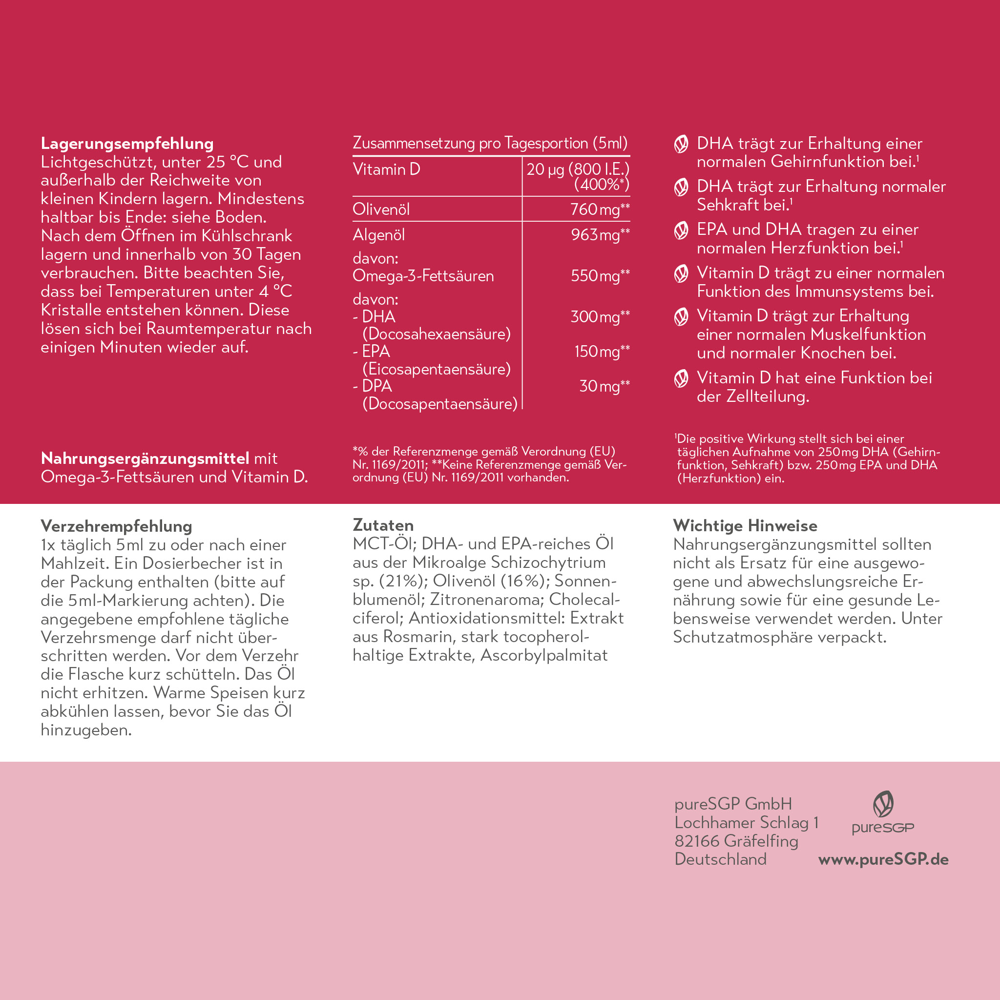 pureSGP OMEGA-3 ÖL 100 ml Tropfen