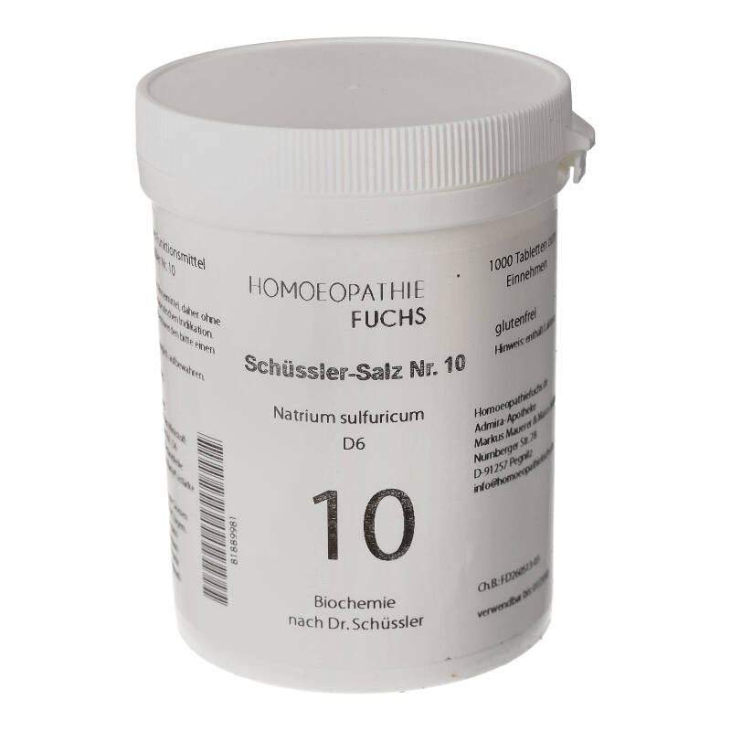 HOMOEOPATHIEFUCHS Schüssler-Salz Nummer 10 Natrium sulfuricum D6 Biochemie 1000 St Tabletten