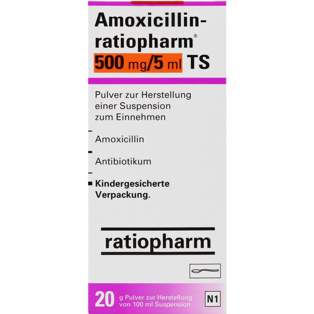 Amoxicillin-ratiopharm 500mg/5ml TS 100 ml Pulver zur Herstellung einer Suspension zum Einnehmen