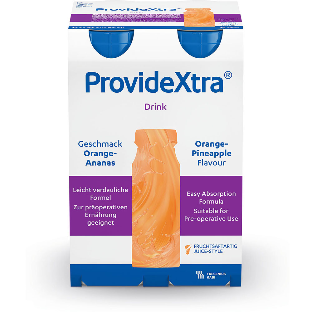 PROVIDE Xtra Drink Orange Ananas Trinkflasche 4X200 ml Lösung