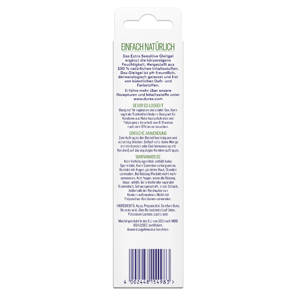 durex NATURALS EXTRA SENSITIV GLEITGEL 100 ml Gel