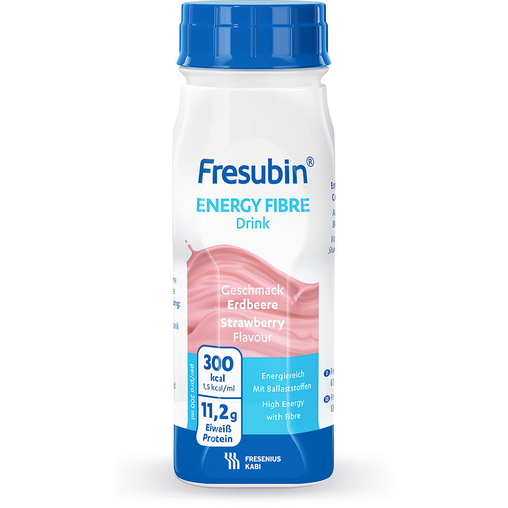 Fresubin Energy Fibre Trinknahrung Erdbeere 4X200 ml Lösung