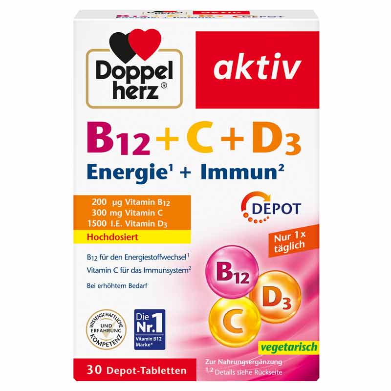 Doppelherz aktiv B12 + C + D3 Energie + Immun  30 St Tabletten