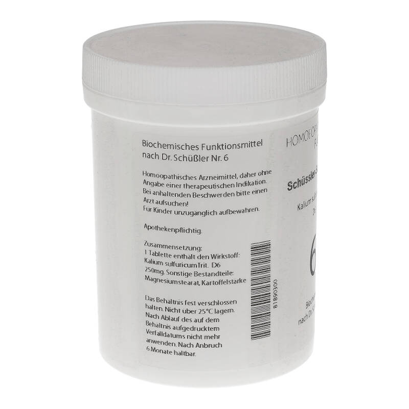 HOMOEOPATHIEFUCHS Schüssler-Salz Nummer 6 Kalium sulfuricum D6 Biochemie 1000 St Tabletten