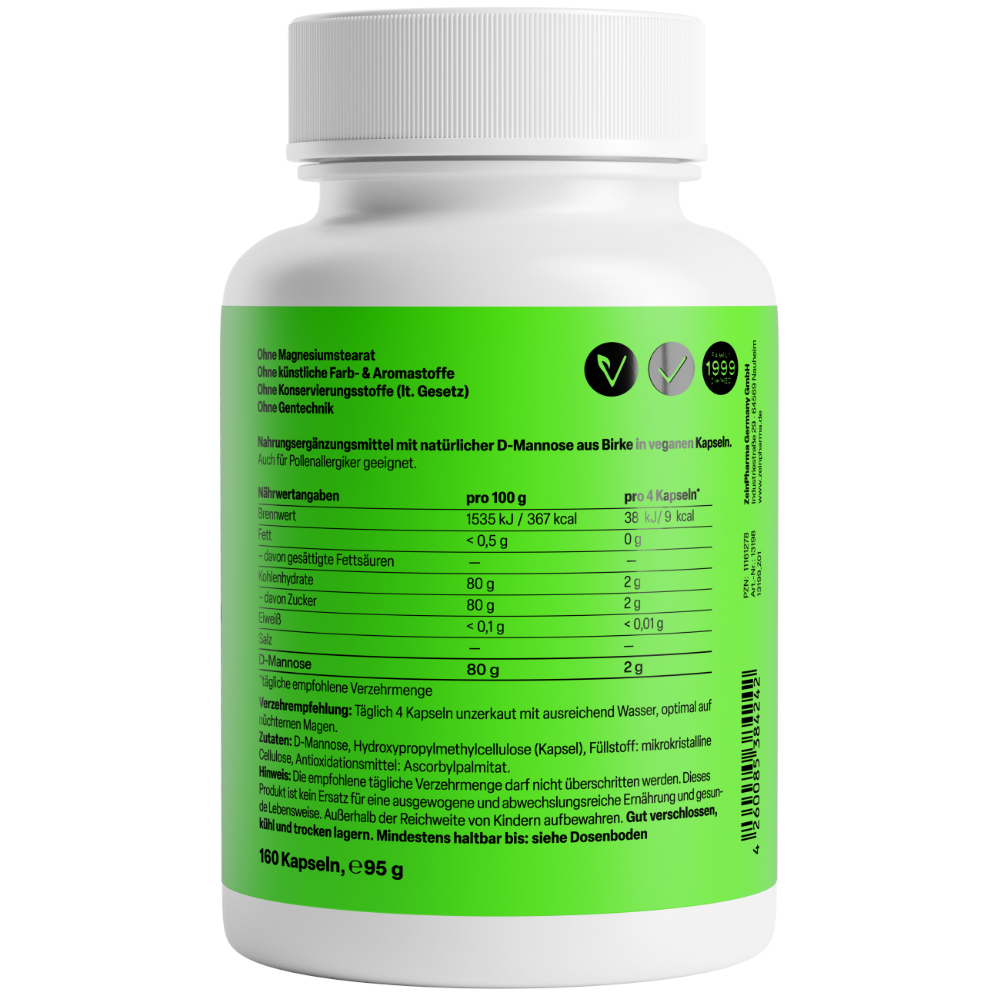 Zein PHARMA Natural D-Mannose 500mg  160 St Kapseln