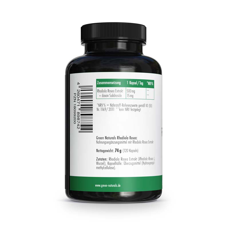 GREEN NATURALS RHODIOLA ROSEA 500 mg 120 St Kapseln