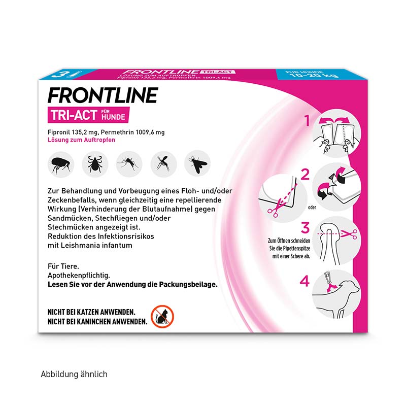 FRONTLINE TRI-ACT gegen Zecken, Flöhe und fliegende Insekten für Hunde M (10-20 kg)  3 St Lösung