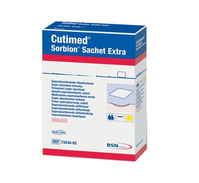 SORBION Cutimed Sachet Extra Wundaufl.5x5 cm 5 St Pflaster