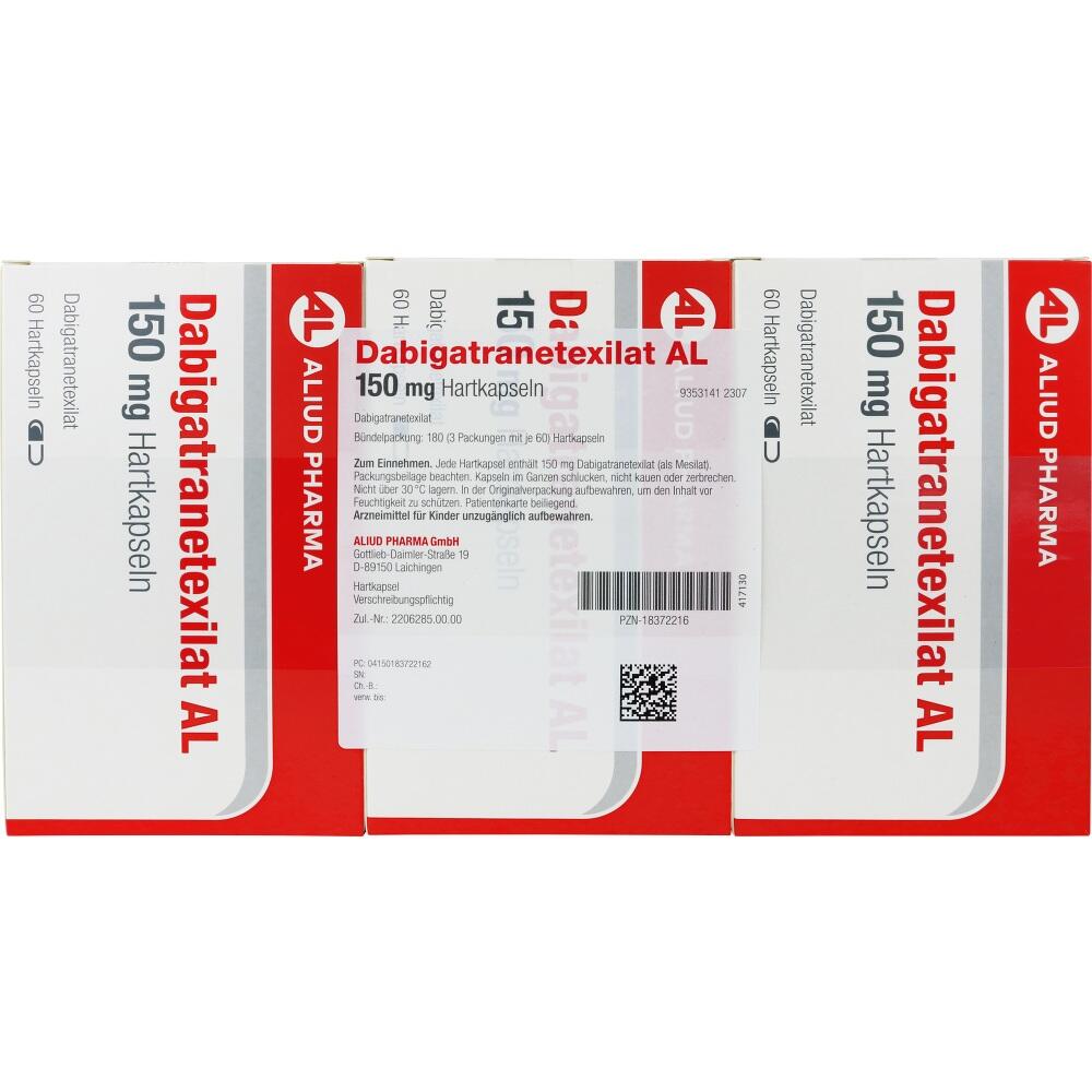Dabigatranetexilat AL 150 mg 180 St Hartkapseln
