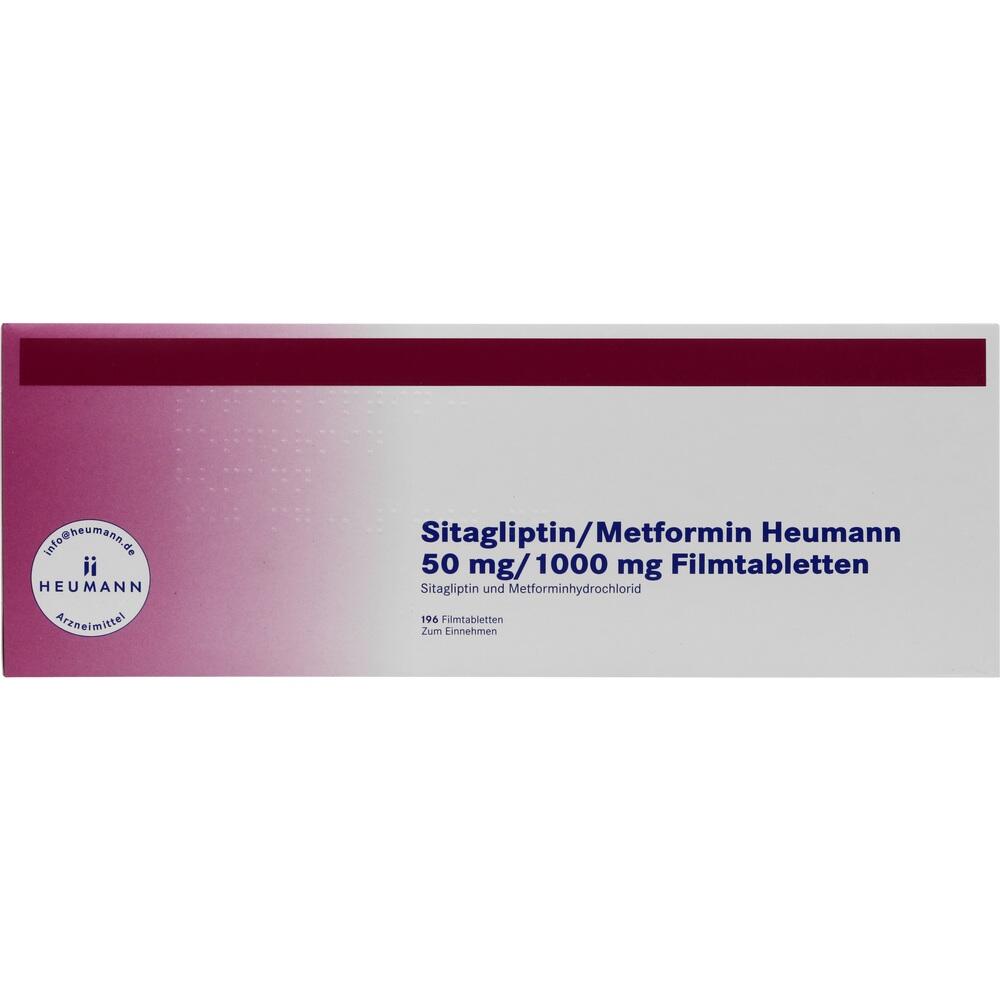Sitagliptin/Metformin Heumann 50 mg/ 1000 mg 196 St Filmtabletten
