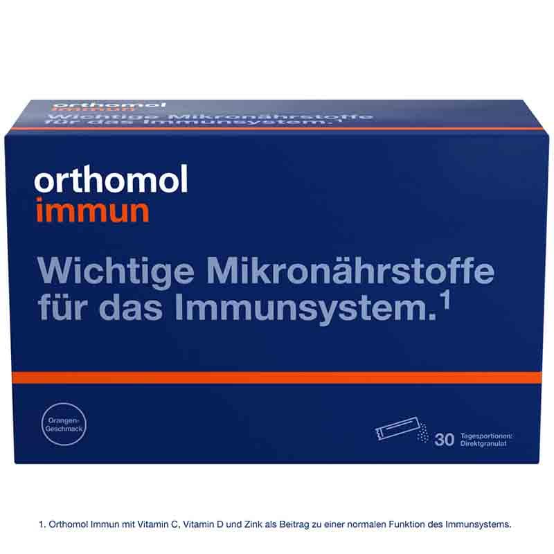 orthomol immun - Mikronährstoffe mit Vitamin C, Vitamin D und Zink - Direktgranulat Orangen-Geschmack
