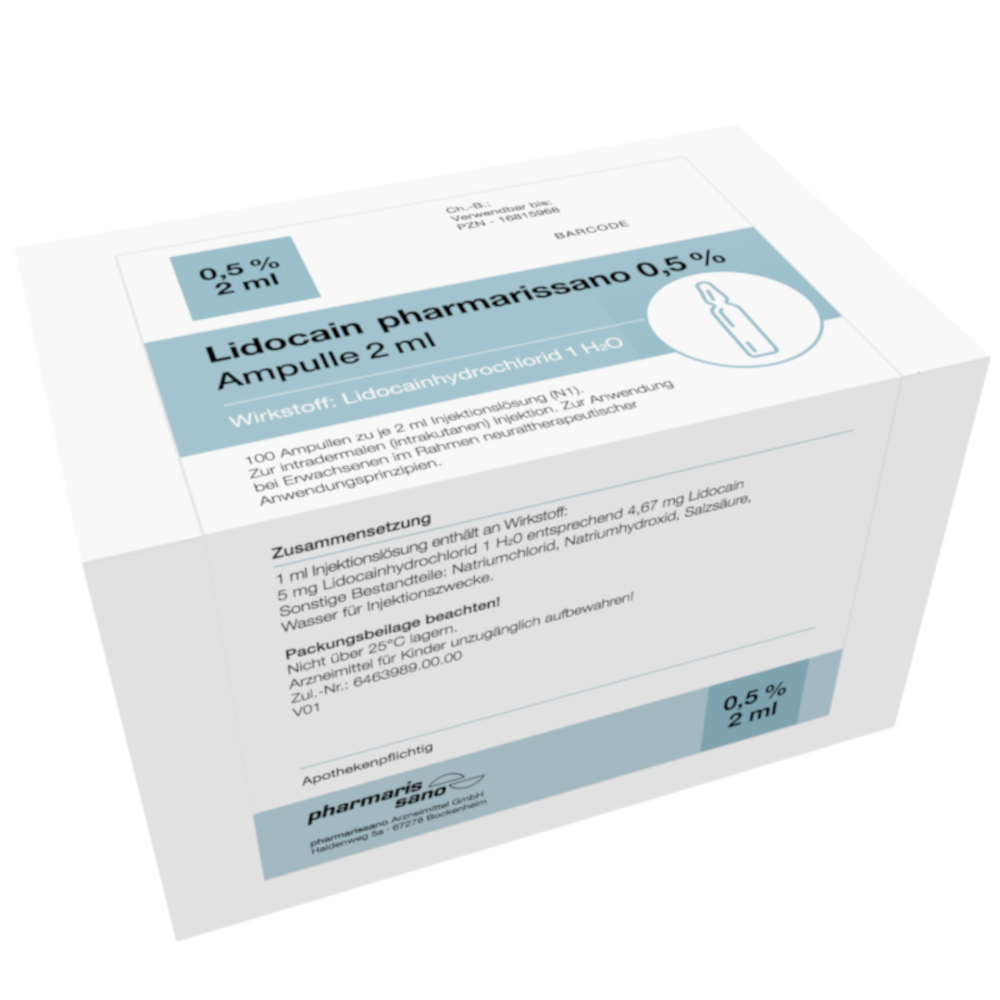 Lidocain pharmarissano 0,5% Ampulle 2 ml 100X2 ml Injektionslösung