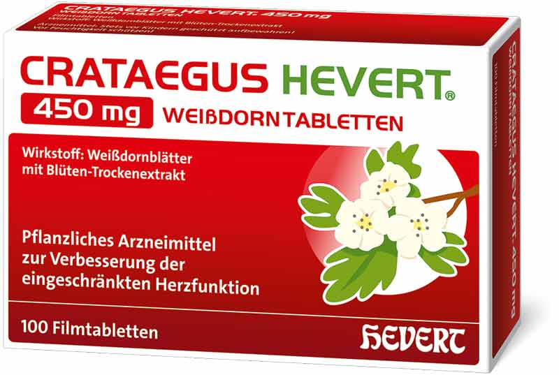 CRATAEGUS HEVERT 450 mg WEIßDORNTABLETTEN 100 St Filmtabletten