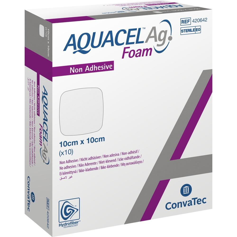 AQUACEL Ag Foam nicht adhäsiv 10x10 cm Verband 10 St Verband