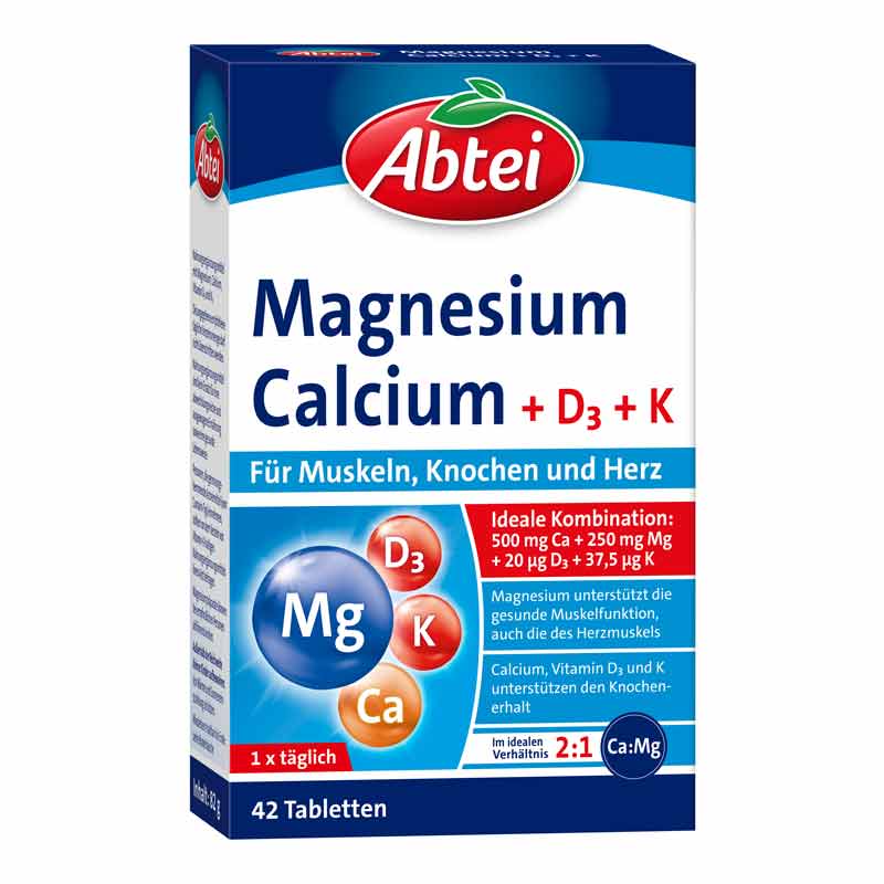 Abtei Magnesium Calcium + D3 + K 42 St Tabletten