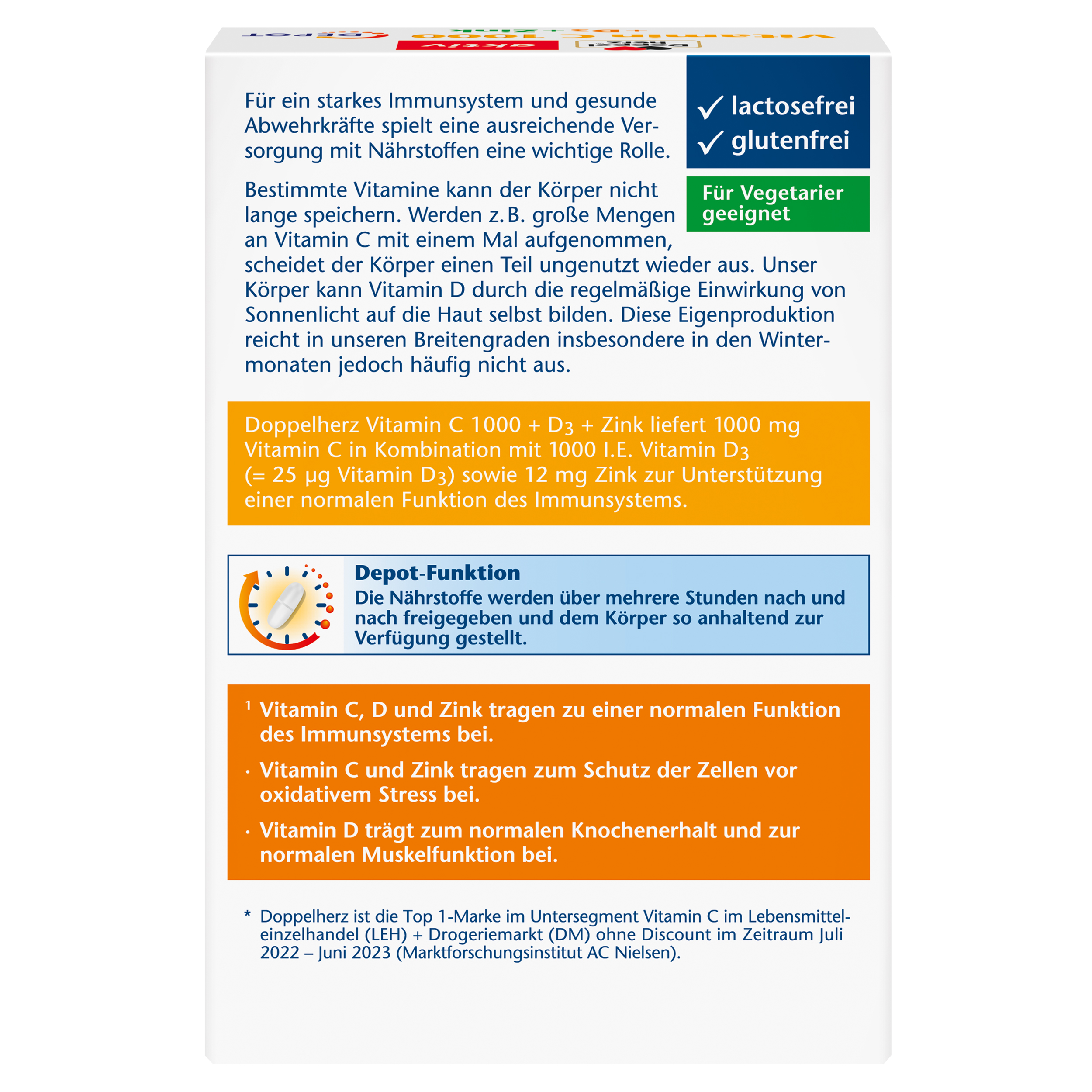Doppelherz aktiv Vitamin C 1000 + D3 + Zink 30 St Tabletten