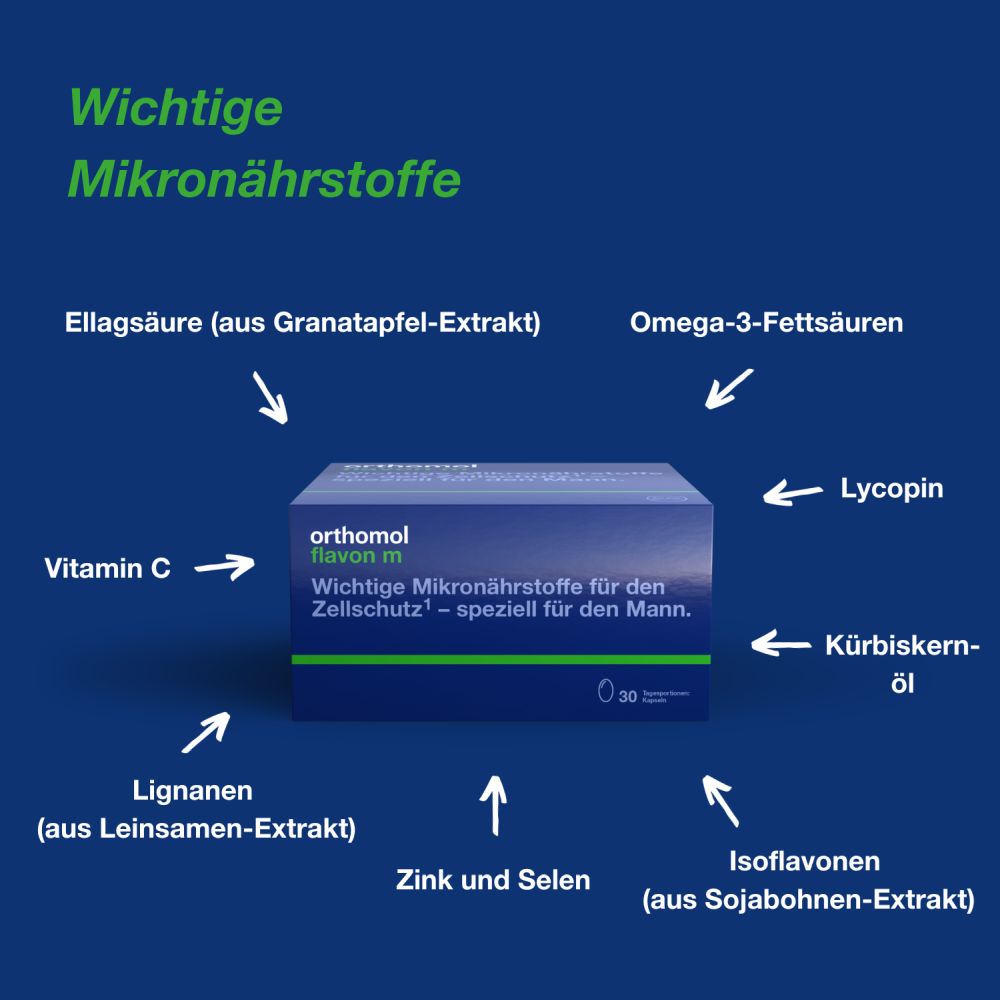 orthomol flavon m - Mikronährstoffe mit Vitaminen, Selen, Zink, Omega-3-Fettsäure und Folsäure - Kapseln
