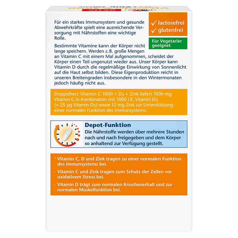 Doppelherz aktiv Vitamin C + D3 + Zink 1000 DEPOT 100 St Tabletten