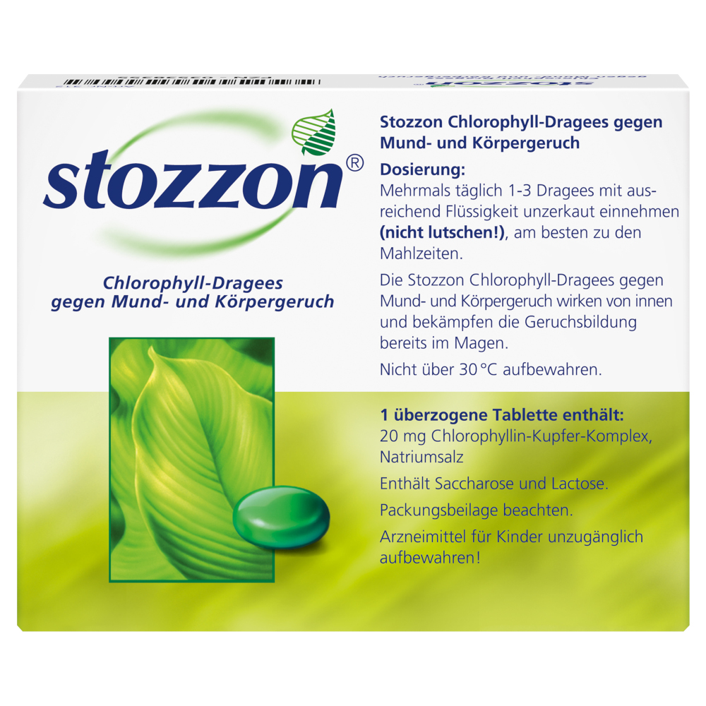 stozzon Chlorophyll-Dragees gegen Mund- und Körpergeruch 40 St Überzogene Tabletten