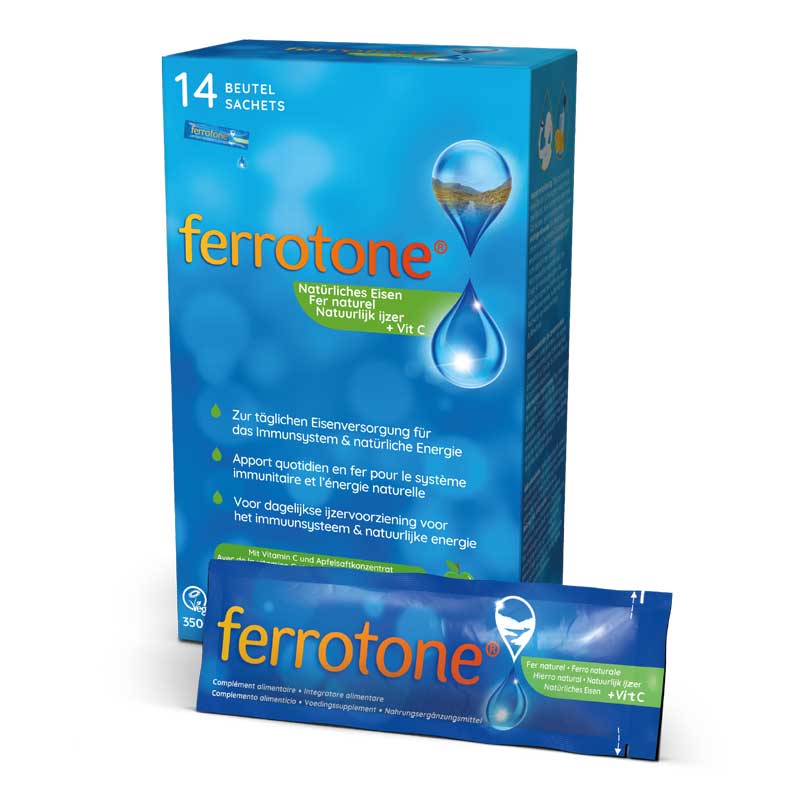 ferrotone - natürliches Eisen mit Vitamin C, Apfelgeschmack 14X25 ml Beutel