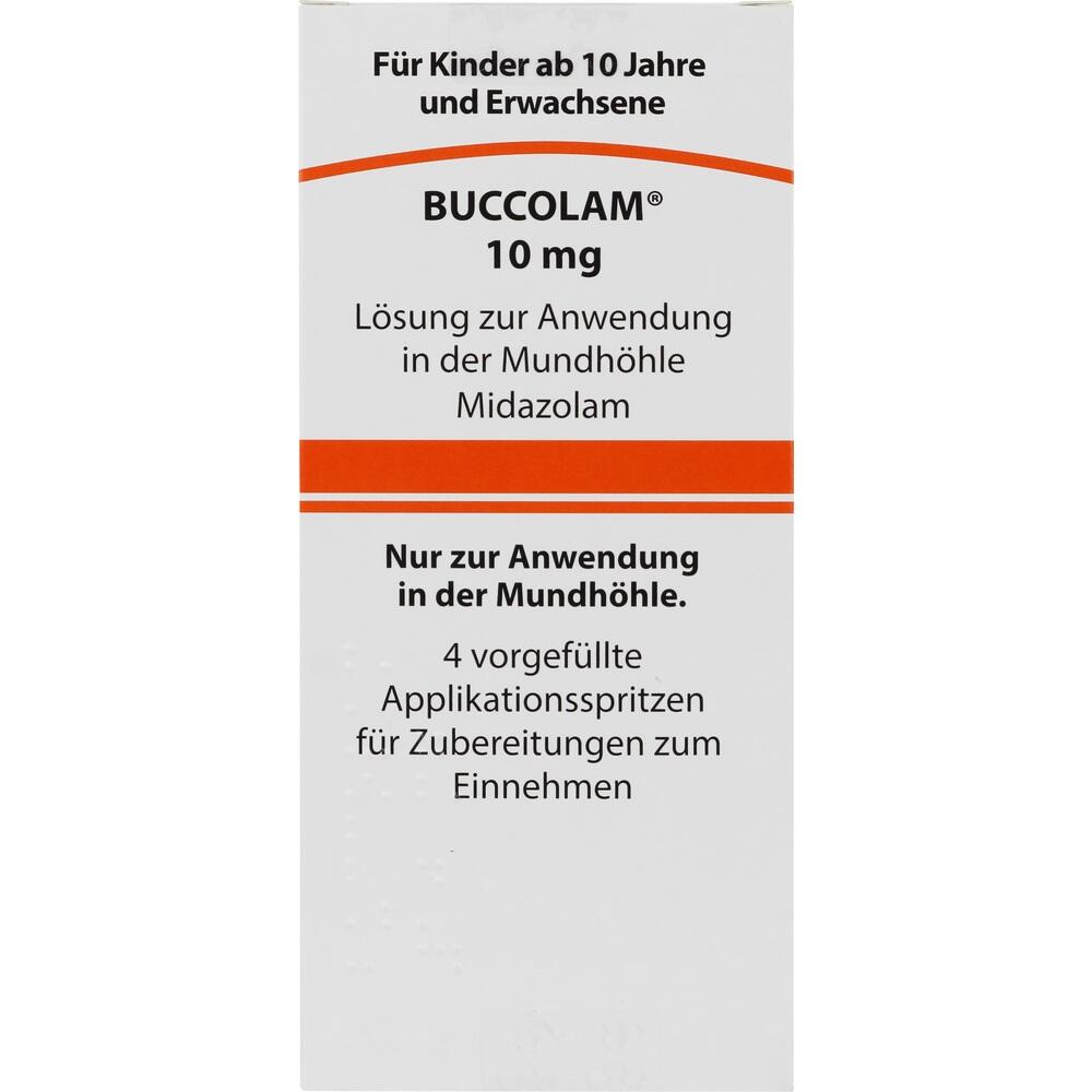 BUCCOLAM 10mg Lösung zur Anwendung in der Mundhöhle 4 St Fertigspritzen
