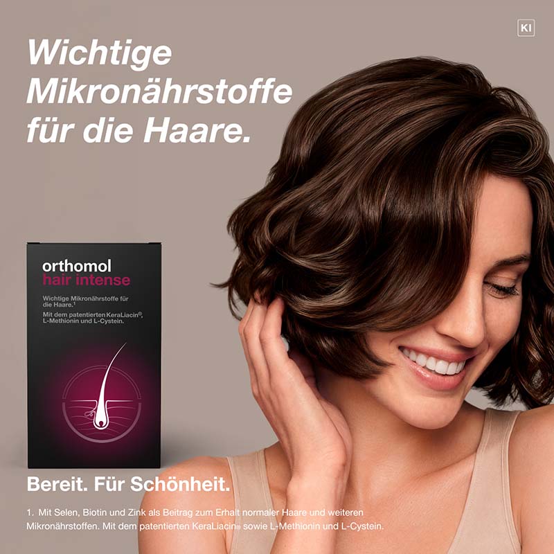 orthomol hair intense - Mikronährstoffe mit Biotin, Kupfer, Zink und dem patentierten KeraLiacin - Kapseln