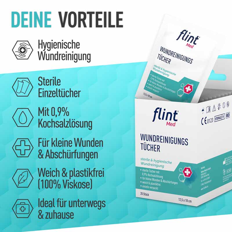 flint Med WUNDREINIGUNGS TÜCHER  20 St Tücher