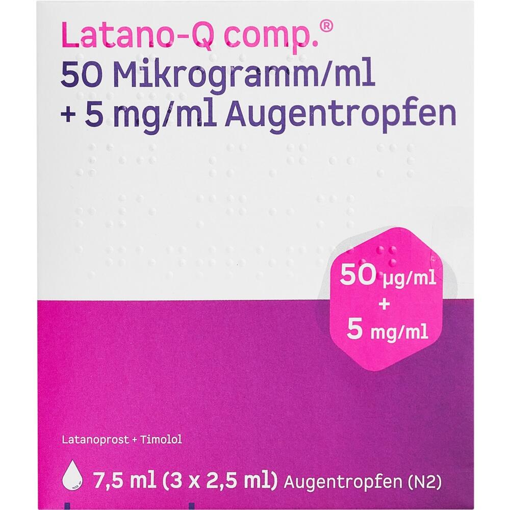 Latano-Q comp. 50 Mikrogramm/ml + 5mg/ml 3X2.5 ml Augentropfen