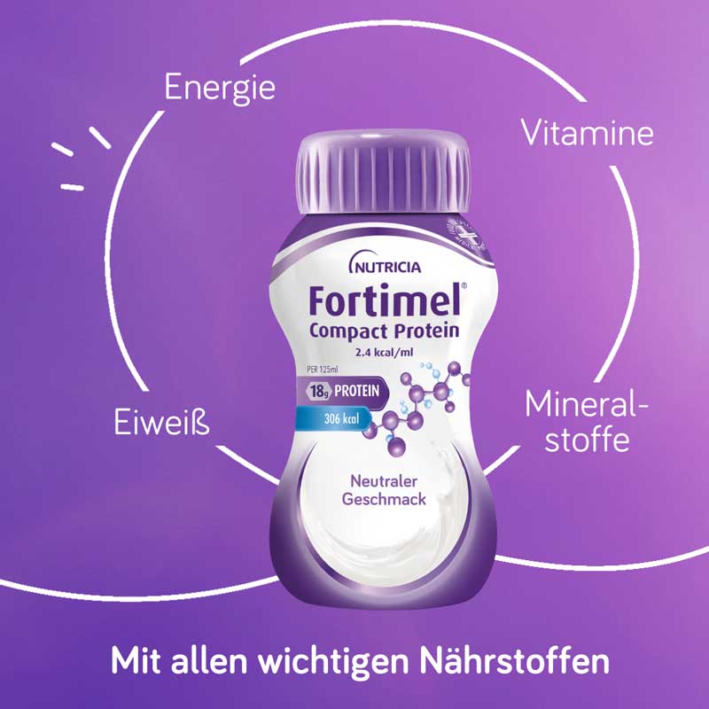 NUTRICIA Fortimel Compact Protein 2,4 kcal/ml Neutraler Geschmack 8X4X125 ml Flüssigkeit