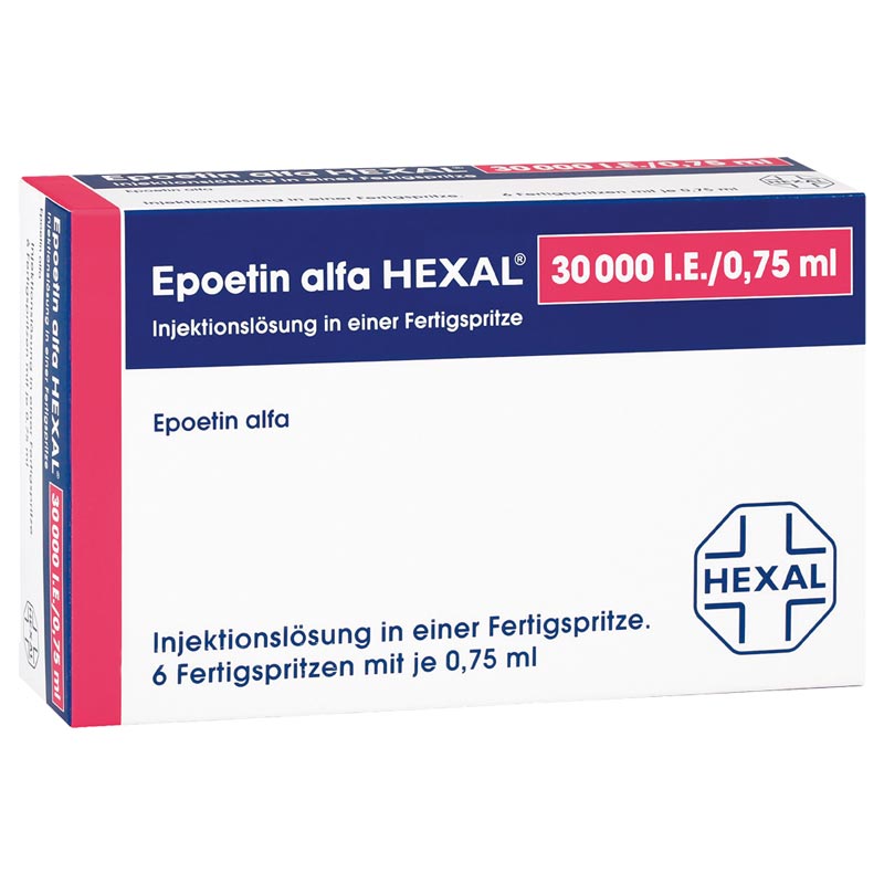 Epoetin alfa HEXAL 30000 I.E./0,75ml 6 St Fertigspritzen
