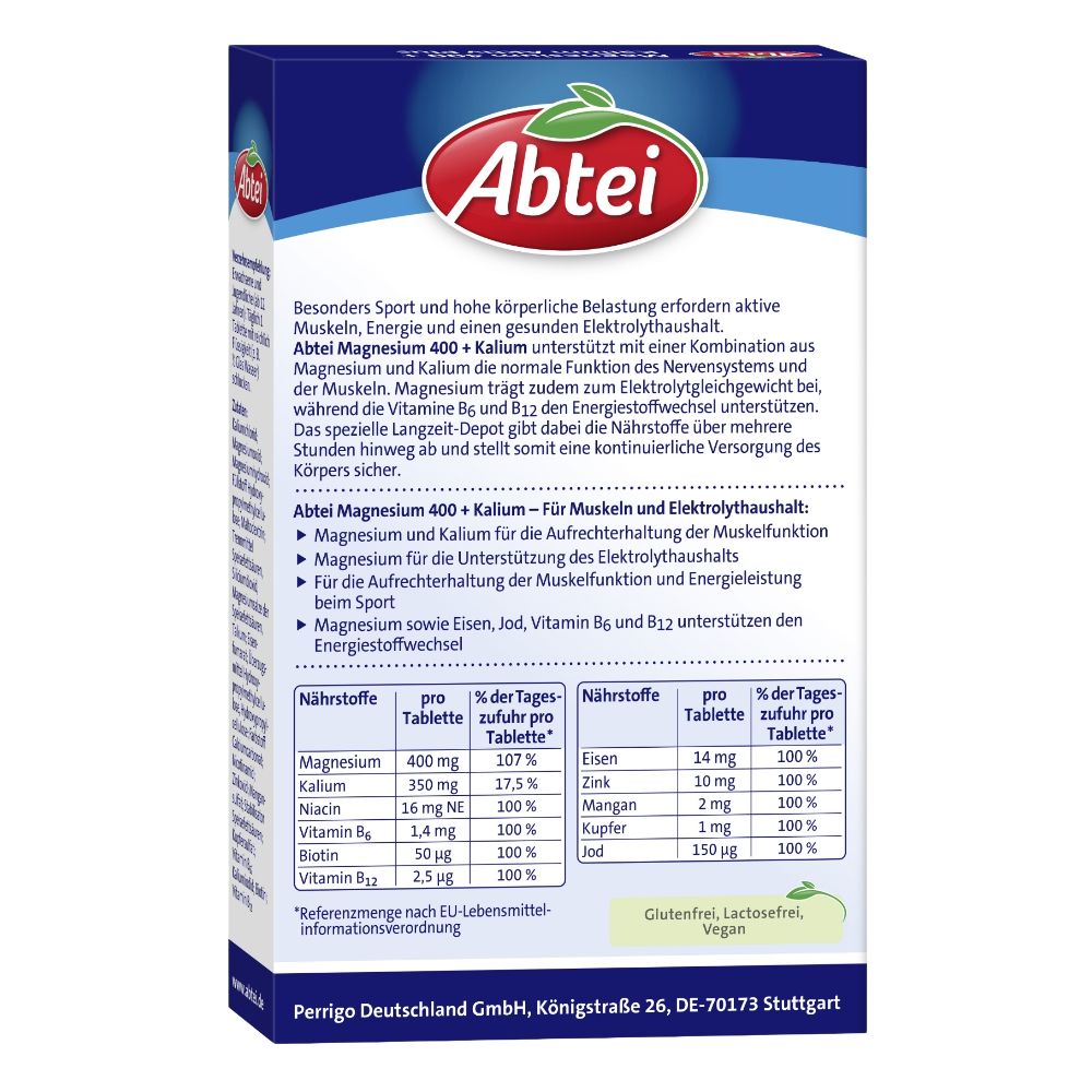Abtei Magnesium 400 + Kalium  30 St Tabletten