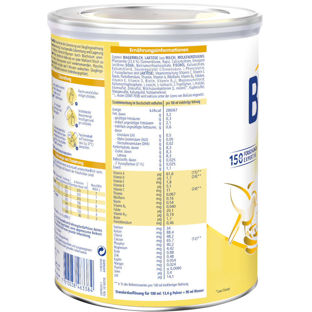Nestle BEBA HMO 2 FOLGEMILCH 800 g Pulver