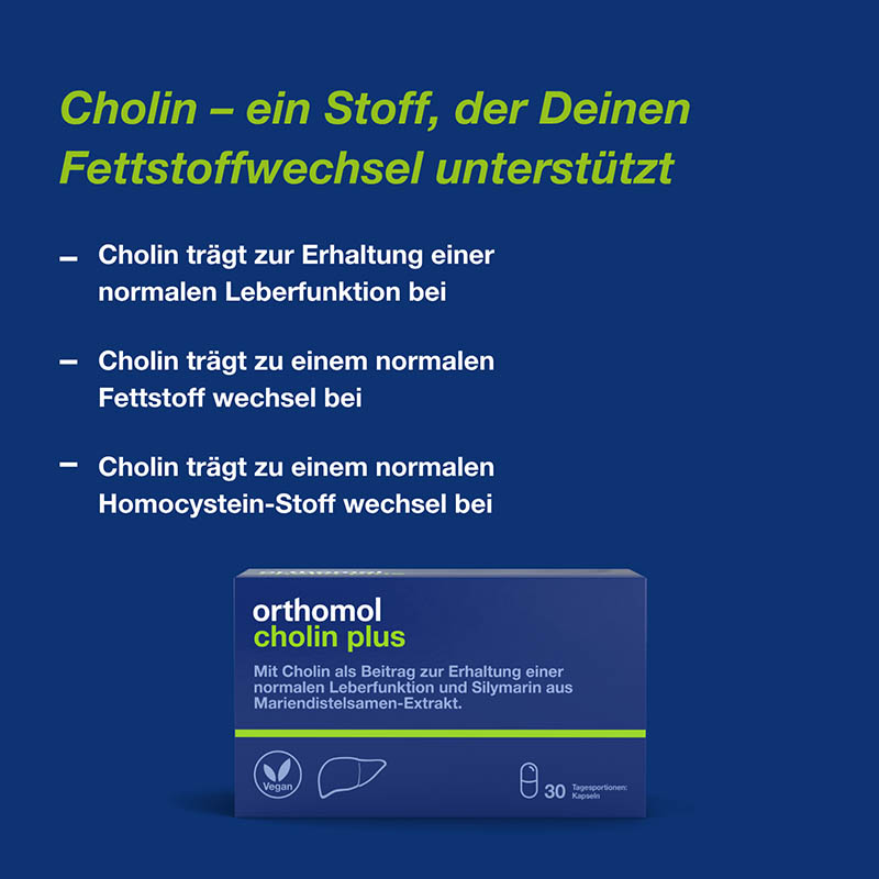 orthomol cholin plus - mit Silymarin aus Mariendistel-Extrakt - 60 Kapseln
