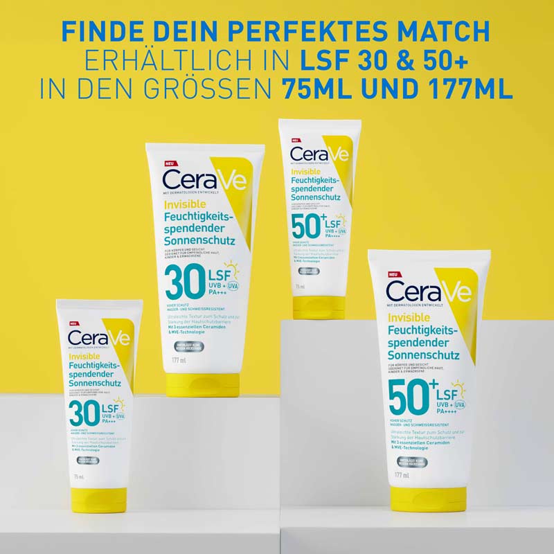 CeraVe Invisible Feuchtigkeitsspendender Sonnenschutz LSF 50+ 75 ml Lotion