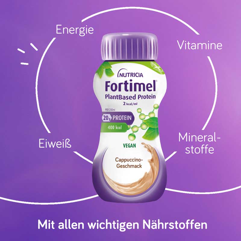 NUTRICIA Fortimel PlantBased Protein 2 kcal/ml Cappuccino-Geschmack 8X4X200 ml Flüssigkeit