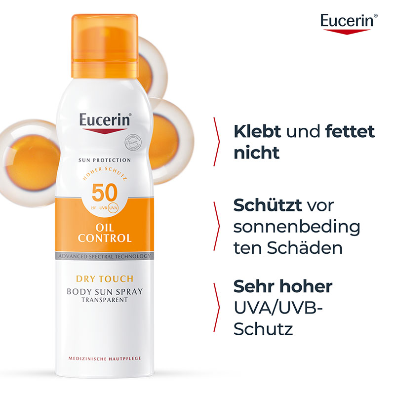 Eucerin SUN OIL CONTROL DRY TOUCH BODY SUN SPRAY TRANSPARENT LSF 50+  200 ml Spray