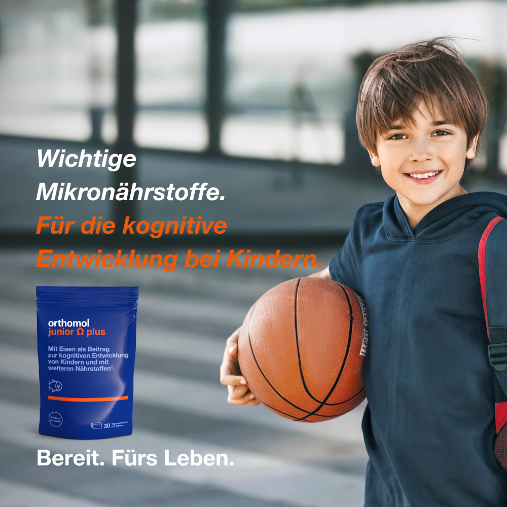 orthomol junior Omega plus - mit Eisen, Omega-3-Fettsäuren und Vitamin B12 - 90 Toffees
