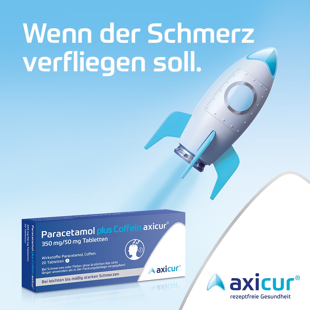 Paracetamol plus Coffein axicur bei Kopfschmerzen, Zahnschmerzen, Regelschmerzen  20 St Tabletten