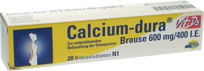 Calcium-dura Vit D3 Brause 600mg/400 I.E. 20 St Brausetabletten