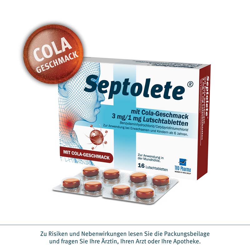 Septolete mit Cola-Geschmack 3mg/1mg 16 St Lutschtabletten