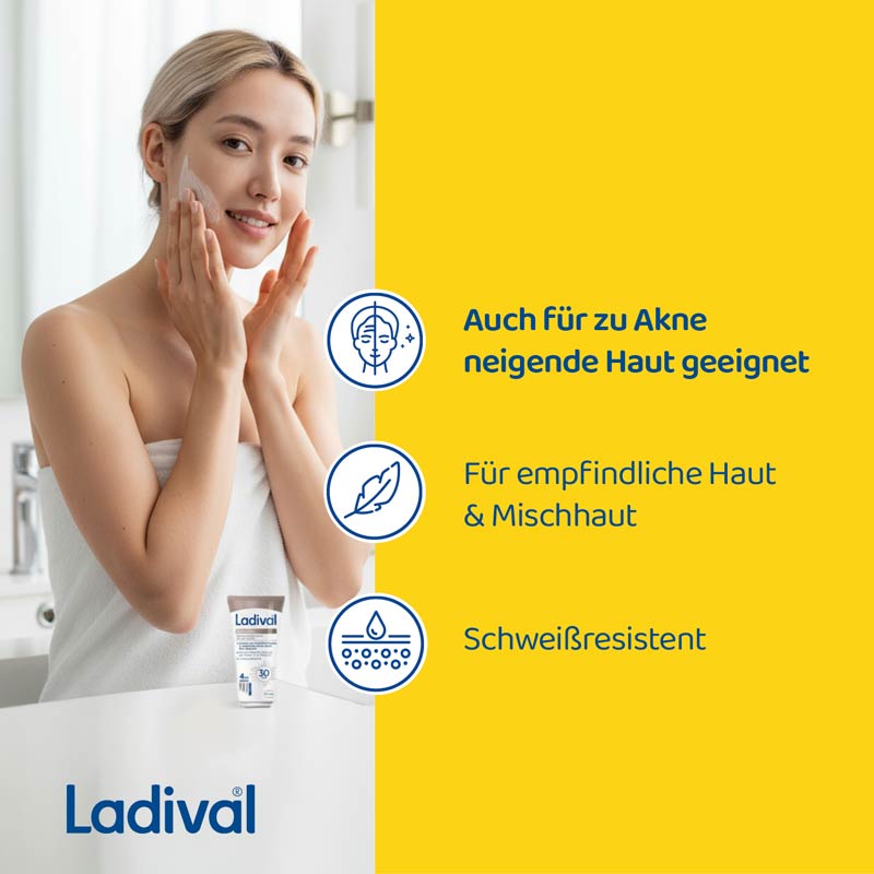 Ladival Antioxidativ Sonnenschutz-Creme Gesicht LSF 30: Sonnencreme mit Anti-Pollution-Komplex aus Vitamin C & E, mit 4-fach Zellschutz, schweißresistent, 50ml