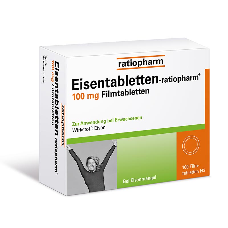 Eisentabletten-ratiopharm 100mg 100 St Filmtabletten